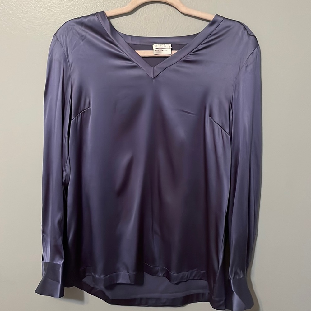 Brunello Cucinelli Blue Silk Blouse